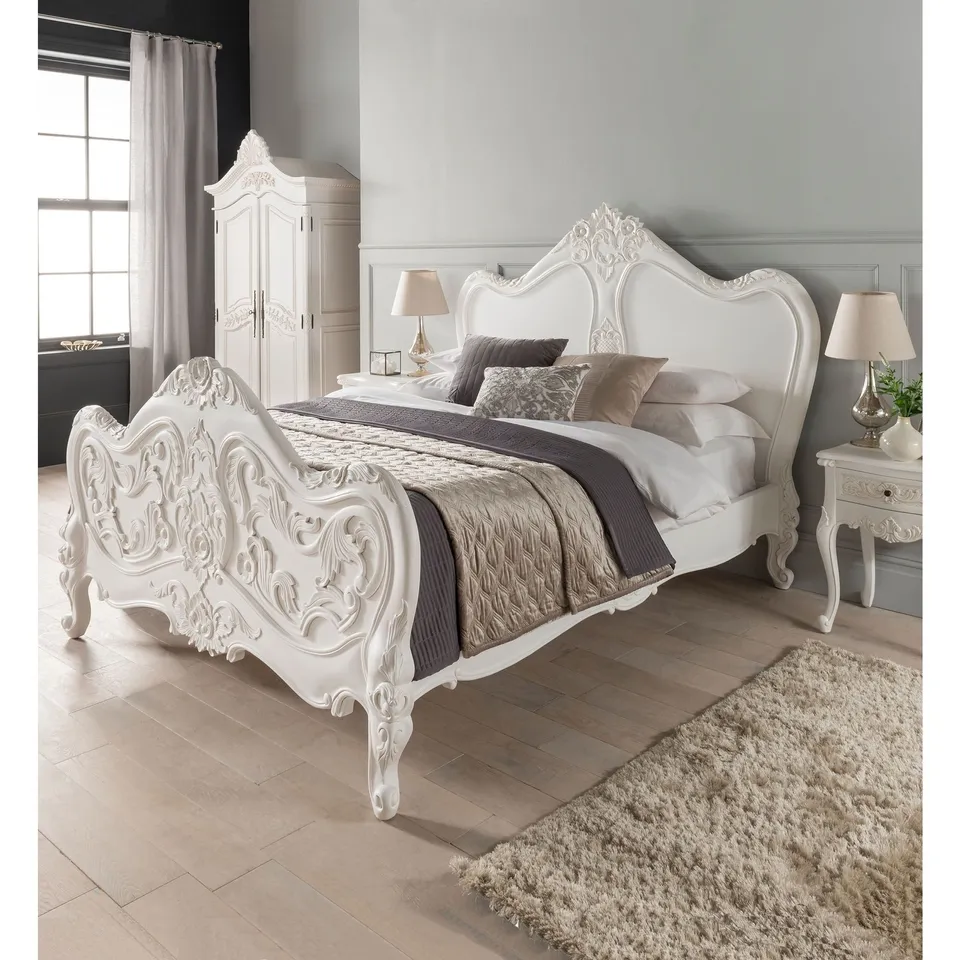 BRAND NEW BOXED HOMES DIRECT 365 EMMANUEL WHITE ANTIQUE STYLE BED KING (4 BOXES)