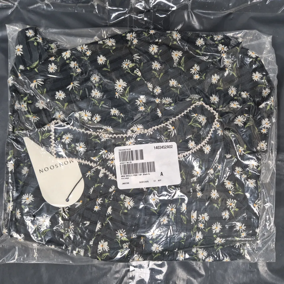 SEALED MONSOON ORIELLE PINTUCK FLORAL BLOUSE IN BLACK SIZE EXTRA LARGE