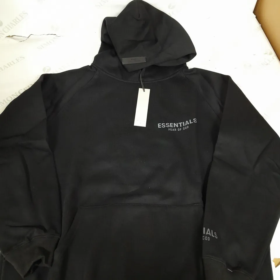 ESSENTIALS FEAR OF GOD BLACK HOODIE - LARGE