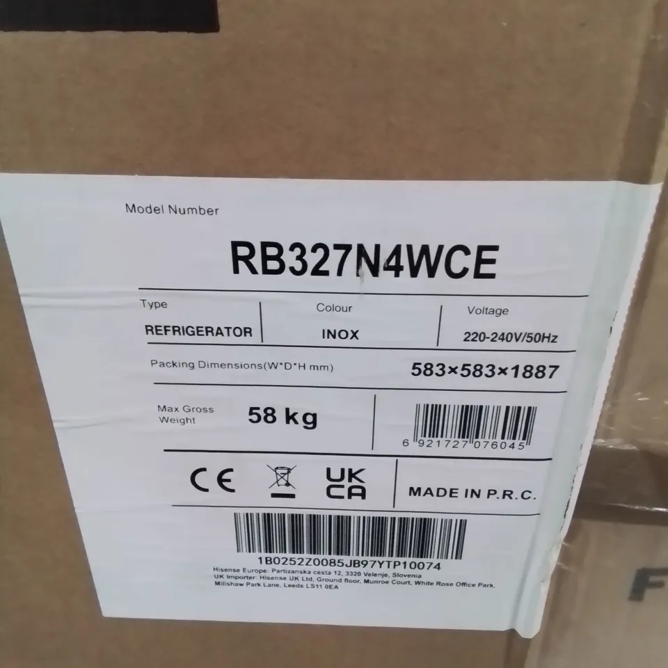 BOXED HISENSE RB327N4WCE 50/50 FRIDGE FREEZER - SILVER 