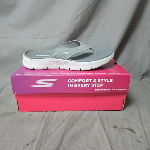 SKECHERS GREY SLIP-ON SANDALS – SIZE 6