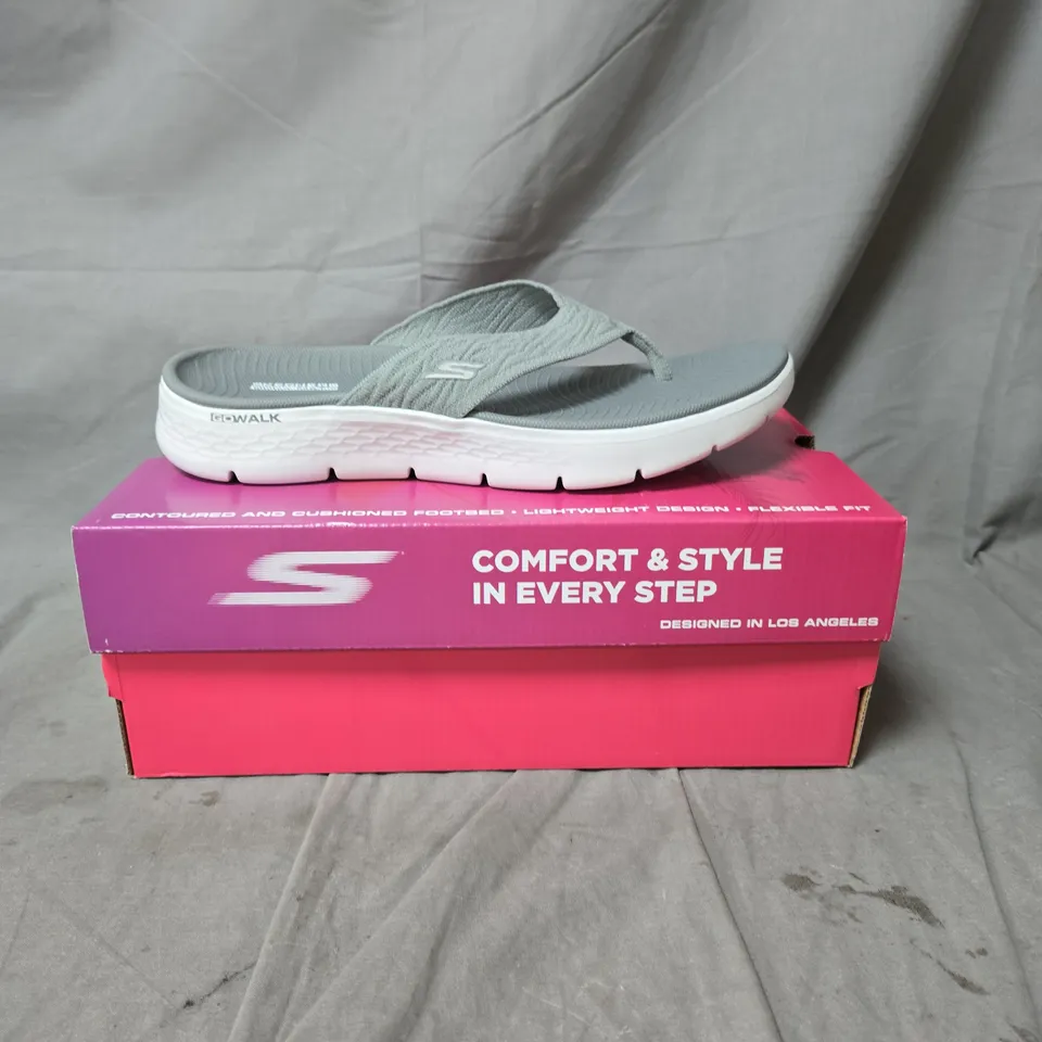SKECHERS GREY SLIP-ON SANDALS – SIZE 6