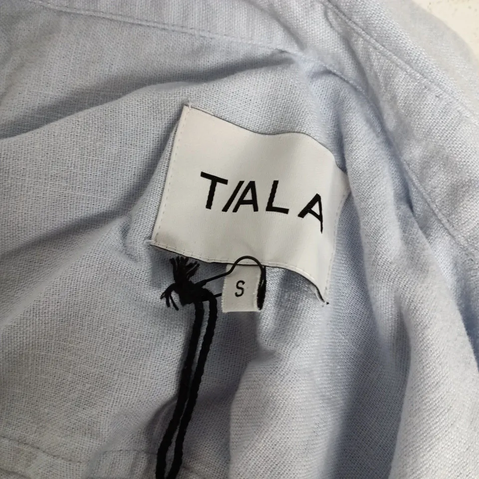 T/ALA SOFT LINEN LONG SLEEVE SHIRT IN BABY BLUE - SMALL