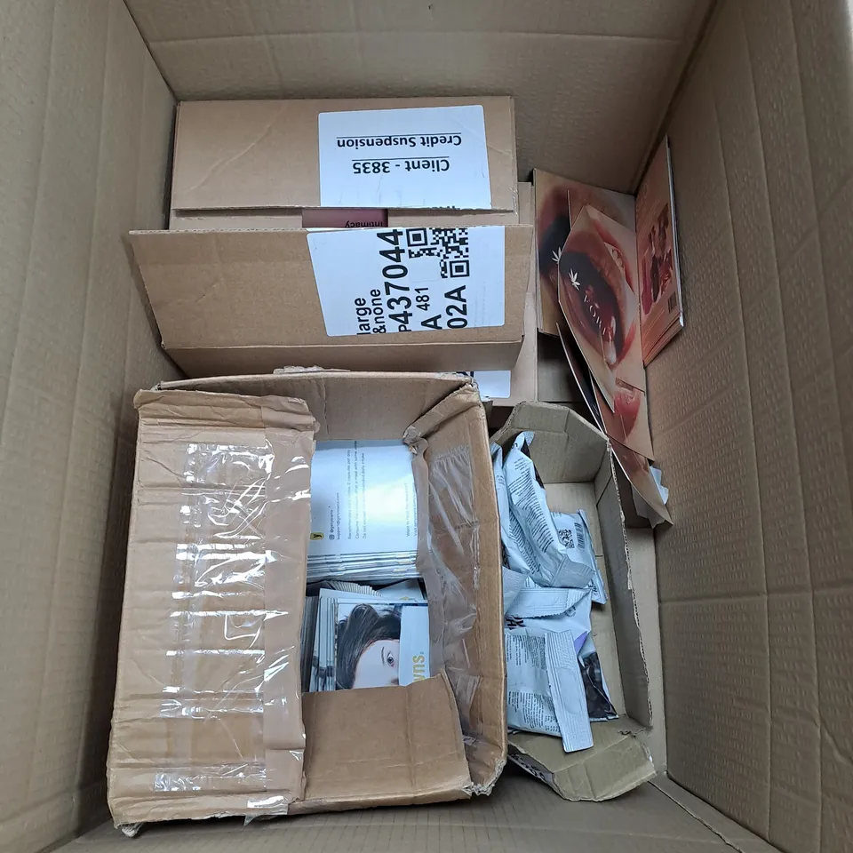 APPROXIMATELY 5 BOXES OF PROMOTIONAL MATERIAL TO INCLUDE YAWN, FORIA AND LOVE HEMP