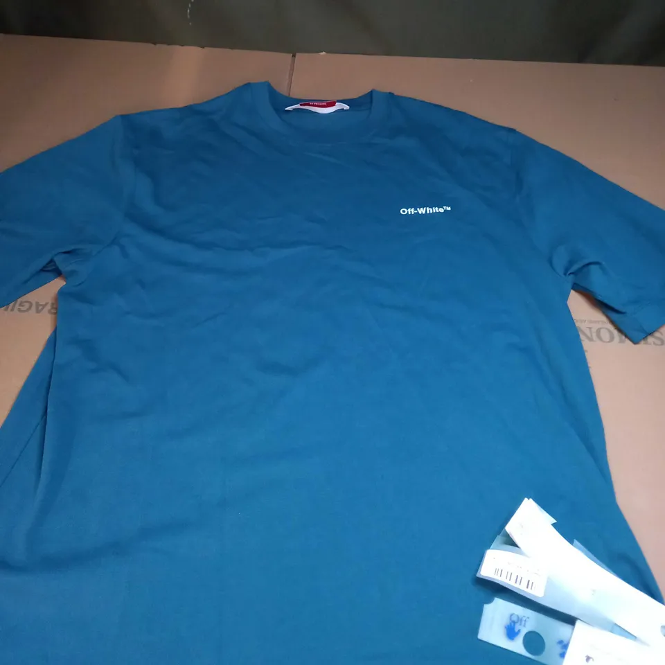 OFF WHITE PRINTED T-SHIRT IN OI GREEN - LARGE
