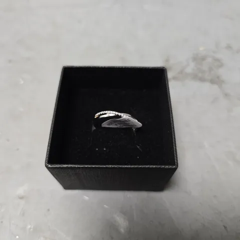 THE LOVE COLLECTION 9CT WHITE GOLD BAND WITH 0.1CT DIAMOND DETAIL RING - SIZE UNSPECIFIED 