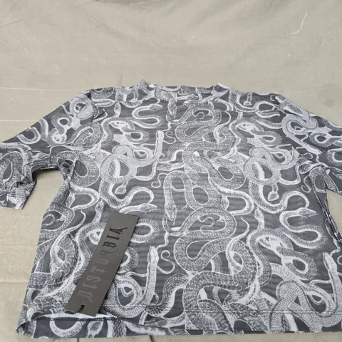 DISTURBIA SERPENTE PRINT MESH SHORT SLEEVE CROP TOP SIZE 14