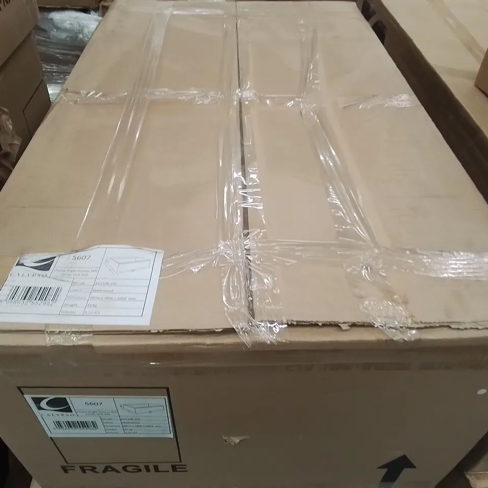 BOXED AS NEW CALYPSO ONETA SINGLE DRAWER WH VANITY UNIT IN APPLE WOOD - 980X380X600MM