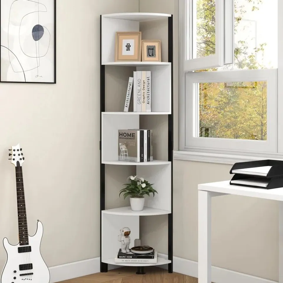 BOXED BESNIKE 175.3cm H X 34.5cm W CORNER BOOKCASE (1 BOX)