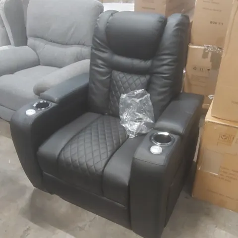 DESIGNER FAUX LEATHER ELECTRIC RECLINER CHAIR - BLACK