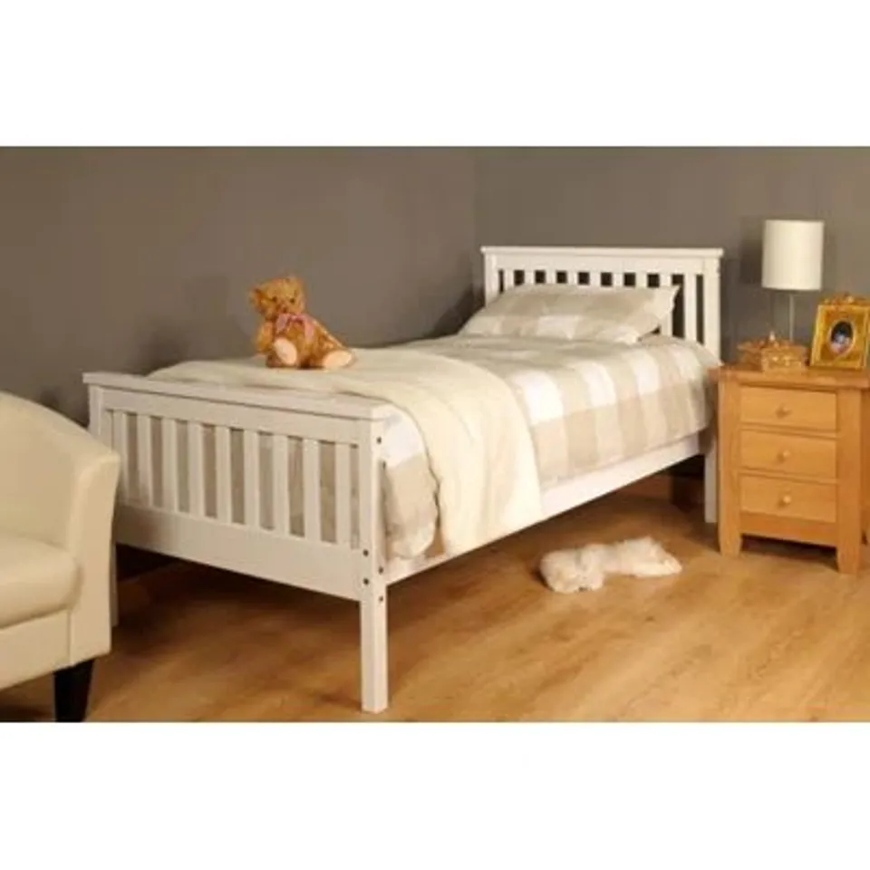 BOXED SHANE SINGLE BED FRAME -WHITE- 