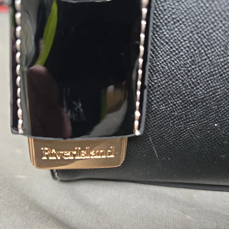 RIVER ISLAND STUDIOS BLACK TEXTURED HANDBAG WITH GOLD HARDWARE