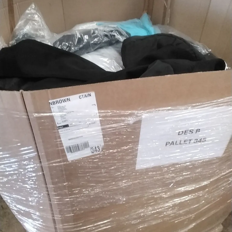 A PALLET CONTAINING APPROXIMATELY 110 BRAND NEW DESIGNER WOMEN'S CLOTHES WHICH INCLUDE; JOANNA HOPE DRESSES, VARIOUS DIFFERENT STYLE JD WILLIAMS COATS ETC 
