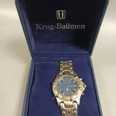 KRUG-BAUMEN MENS CHRONOGRAPH MOVEMENT BLUE DIAL WATCH