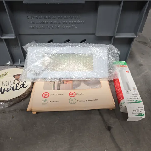 BOX OF ASSORTED ITEMS TO INCLUDE - CUP COASTERS - WALL PROTECTORS  LIGHT BULBS   