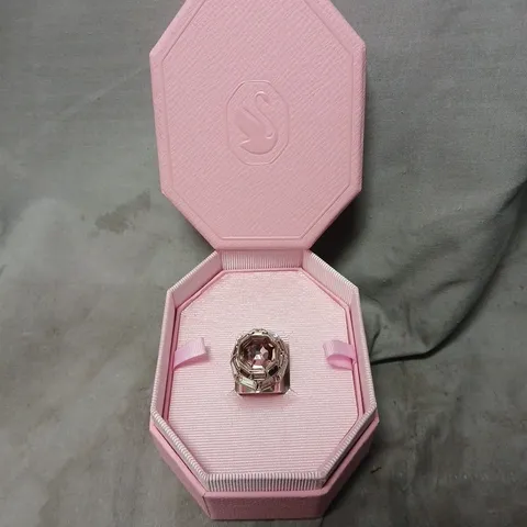 BOXED SWAROVSKI PINK GEMSTONE STATEMENT RING WITH BAGUETTE CRYSTALS