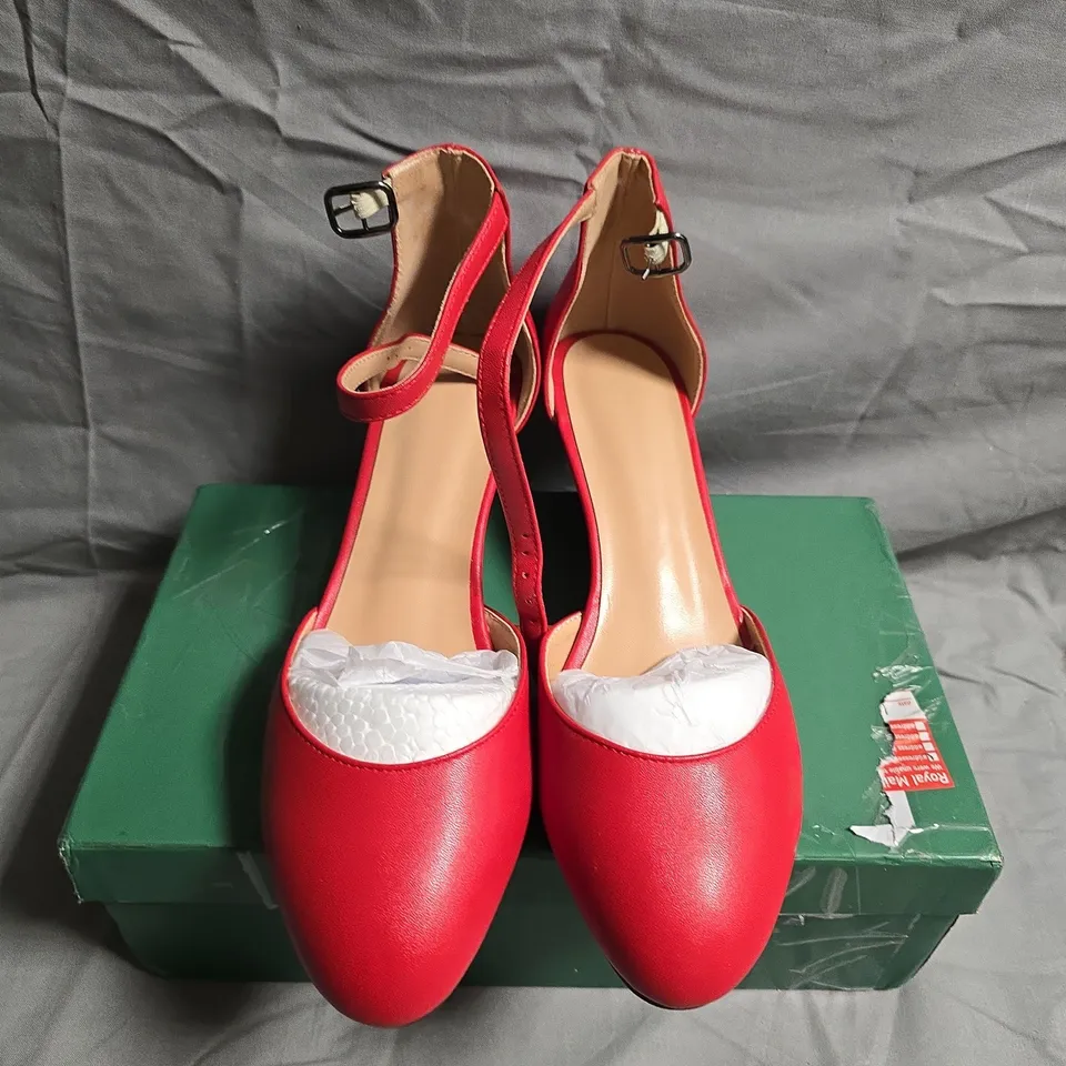 WOMEN'S RED LEATHER WEDGE SANDALS WITH ANKLE STRAP – BOXED - EU 37.5