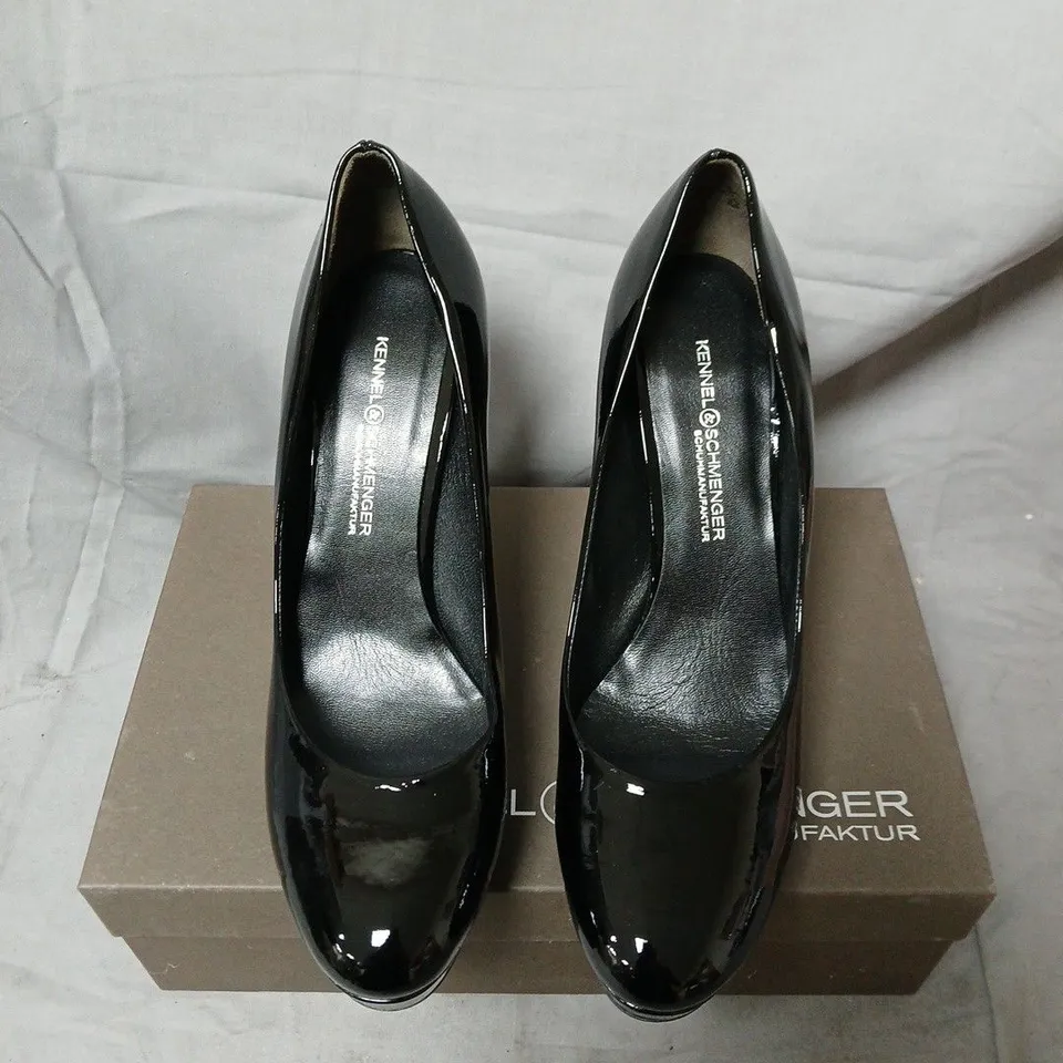KENNEL & SCHMENGER BLACK PATENT LEATHER HEELS – SHEYLA UK 7 
