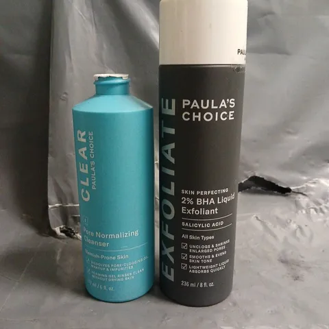 PAULA'S CHOICE SKINCARE LOT OF 2 ASSORTED PRODUCTS TO INCLUDE - 2% BHA EXFOLIANT - PORE NORMALIZING CLEANSER