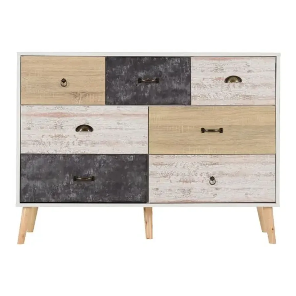 BOXED NORDIC MERCHANT CHEST IN WHITE /DISTRESSED EFFECT BOX 2/2 NO BOX 1 - INCOMPLETE 