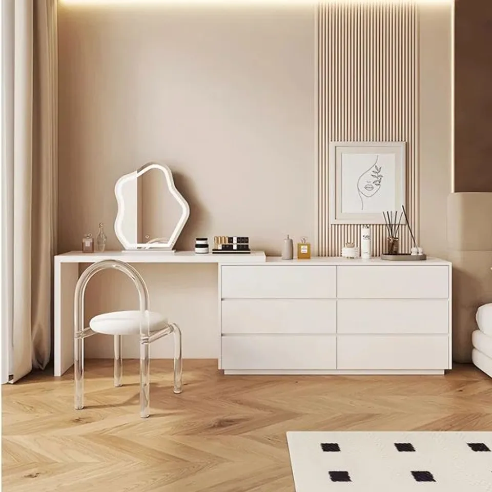 BOXED EXTENDABLE MAKEUP TABLE WITH 6 DRAWERS (1 BOX)