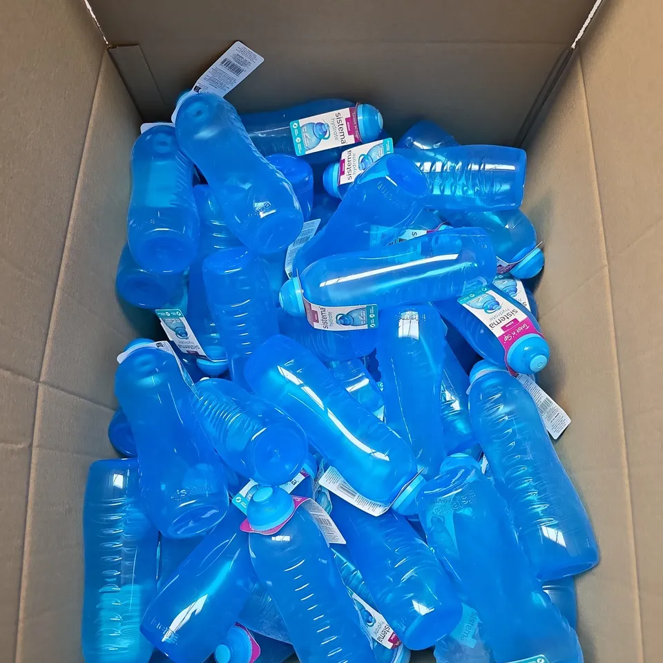 LARGE BOX OF APROX 100 ASSORTED SISTEMA 620 ML TWIST BOTTLES 