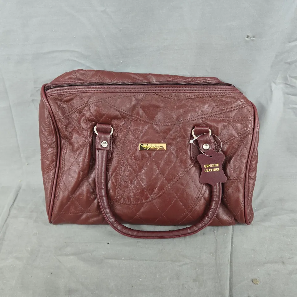 GENUINE LEATHER QUILTED HANDBAG – BURGUNDY