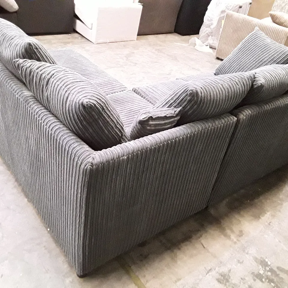 QUALITY DESIGNER CORNER SOFA  - DARK GREY CORDUROY FABRIC 