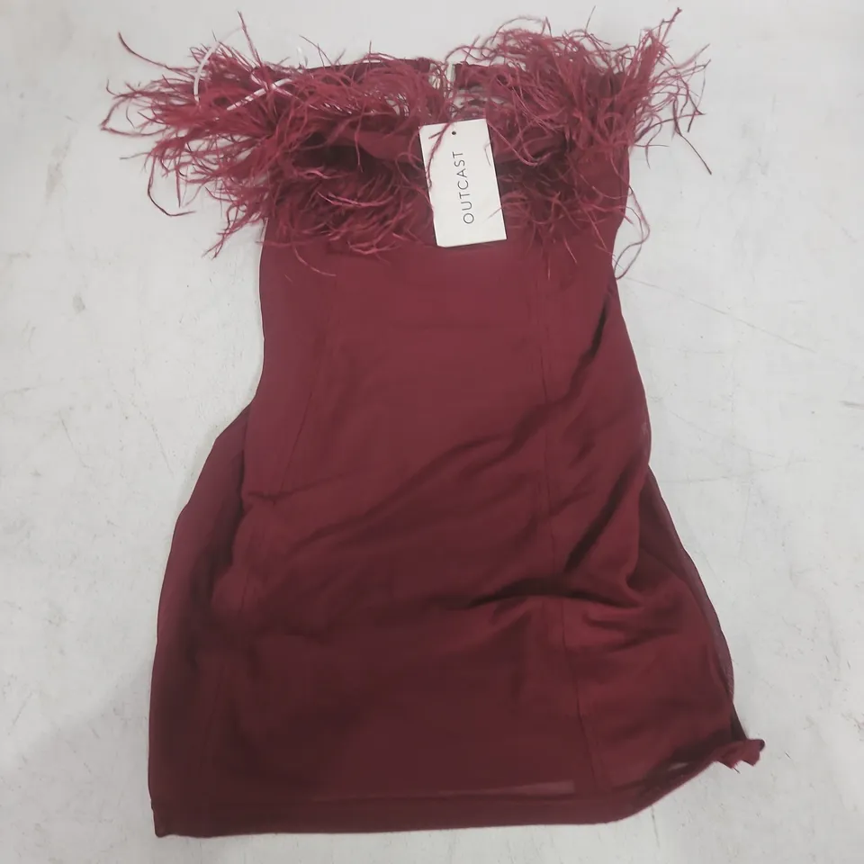 OUTCAST SHONA MINI DRESS IN BURGUNDY - S