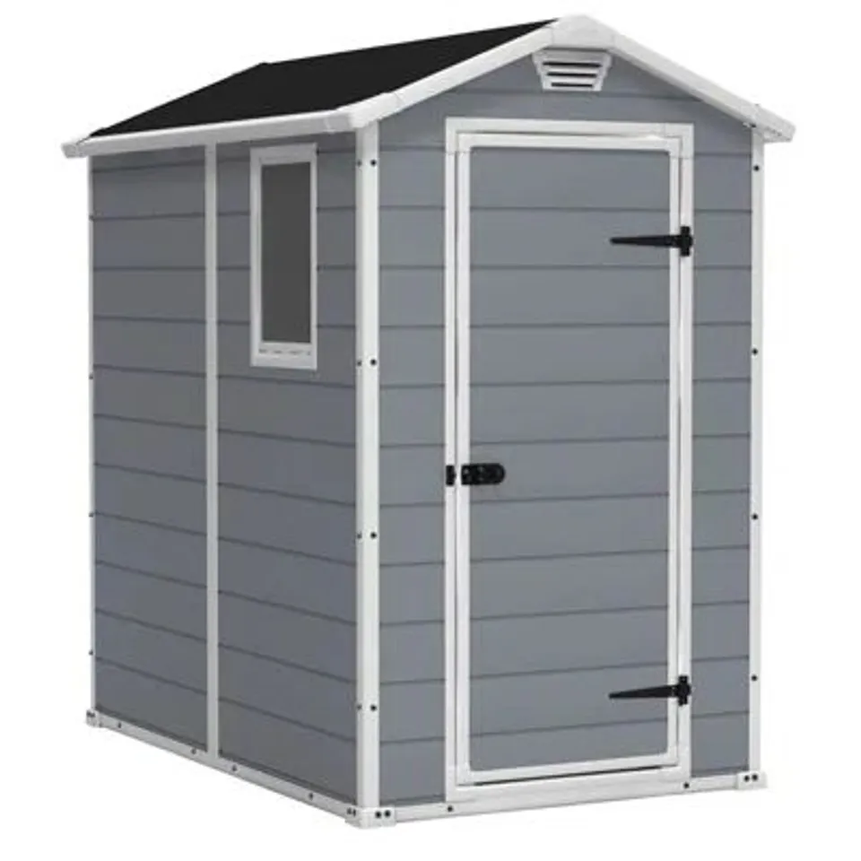 BOXED KETER MANOR 4FT W X 6FT D APEX SHED (1 BOX)