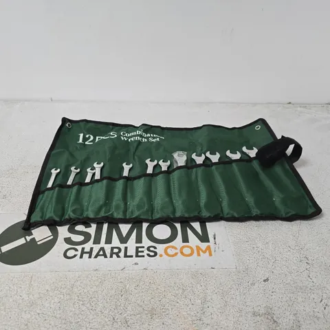 12-PIECE COMBINATION WRENCH SET – ROLL-UP POUCH (GREEN)