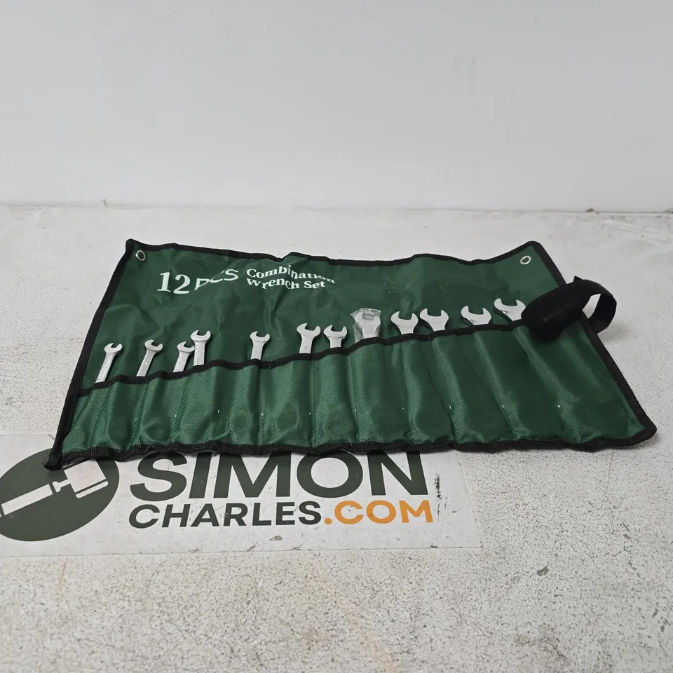 12-PIECE COMBINATION WRENCH SET – ROLL-UP POUCH (GREEN)