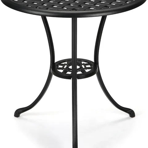 BOXED BONHAUS ROUND CAST ALUMINIUM GARDEN TABLE - BLACK (1 BOX)
