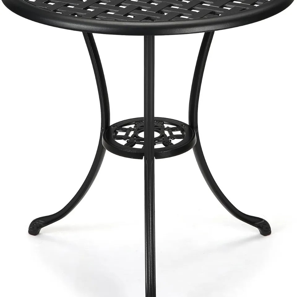 BOXED BONHAUS ROUND CAST ALUMINIUM GARDEN TABLE - BLACK (1 BOX)