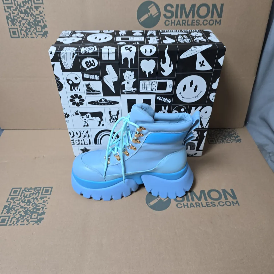 BOXED KOI CRYBABY BLUE VILUN PALTFORM BOOTS UK SIZE 7 