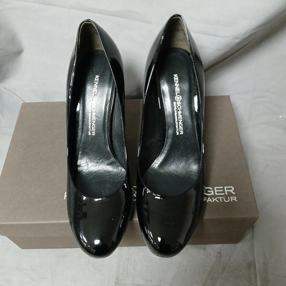 KENNEL & SCHMENGER BLACK PATENT LEATHER HEELS – UK SIZE 5 