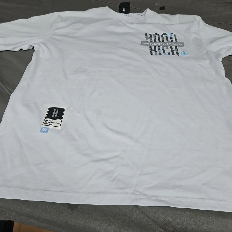 HOODRICH LOGO T-SHIRT, WHITE- UK SIZE L