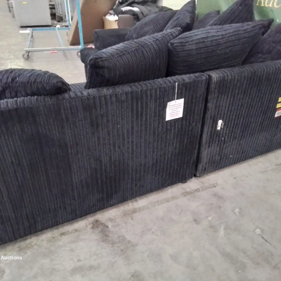 QUALITY DESIGNER AJO 2-PIECE CORNER SOFA - BLACK CORDUROY FABRIC 