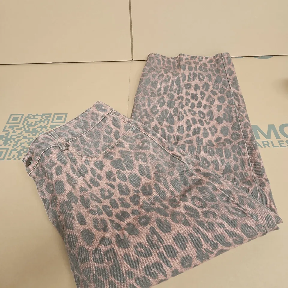 HUSH LEOPARD PRINT WIDE-LEG JEANS – UK 16 SHORT (18S