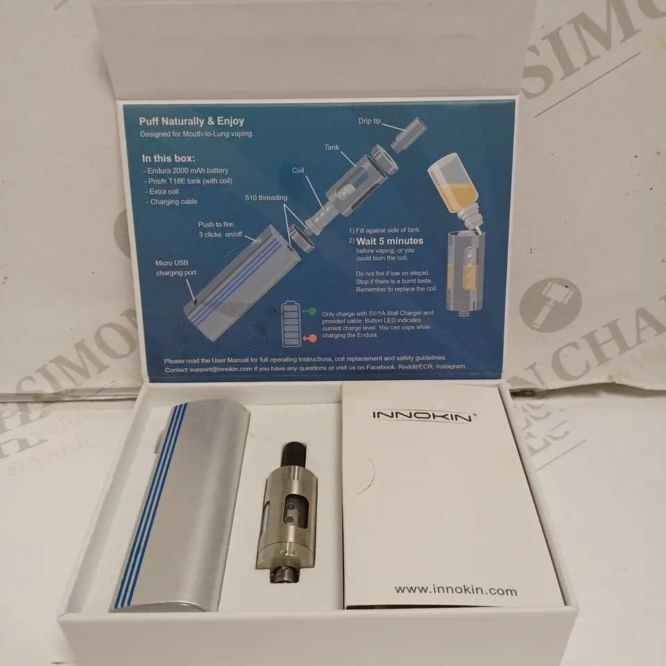 BOXED INNOKIN ENDURA T22E COMPLETE VAPING SYTEM. 