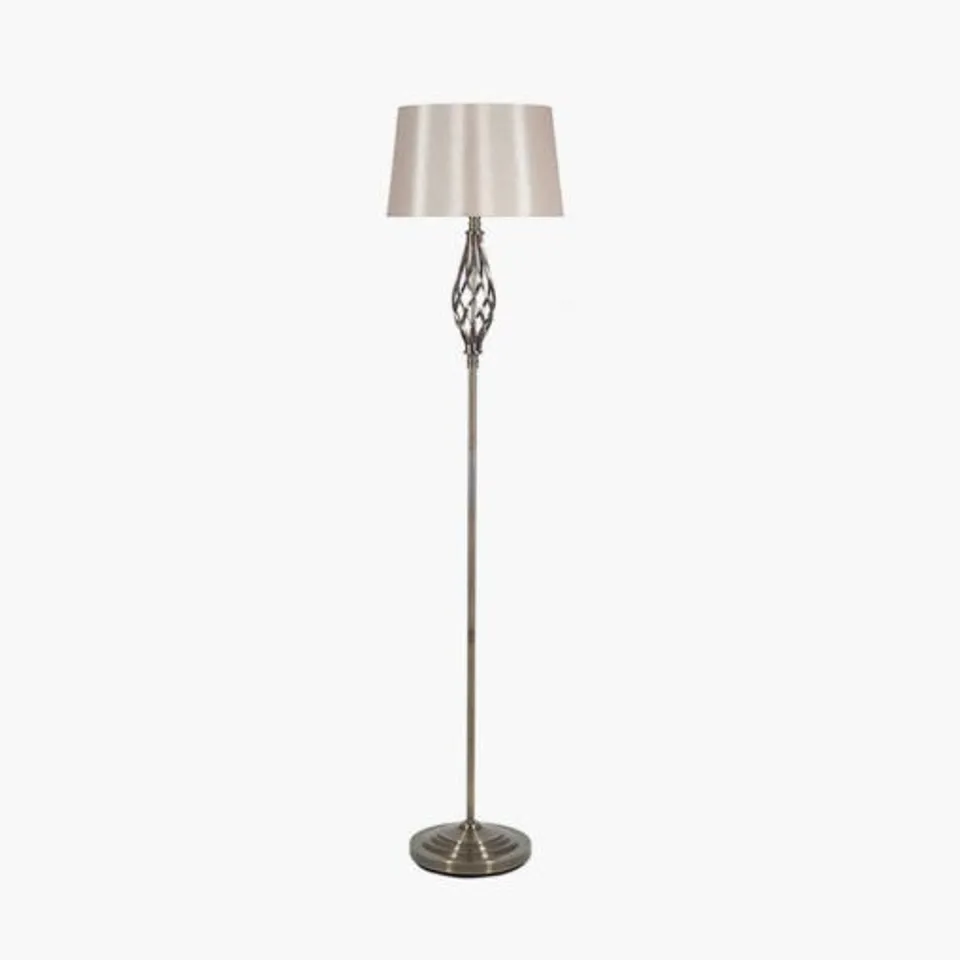 BOXED PACIFIC JENNA ANTIQUE BRASS METAL TWIST DETAIL FLOOR LAMP 32-040-C