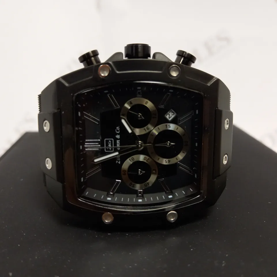 ZIHLMANN & CO TRIPLE DIAL STUD DETAIL RUBBER STRAP WATCH RRP £520