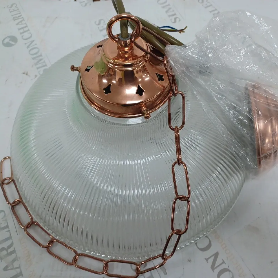BOXED MARLOW CHANNAHON 1 CEILING LIGHT DOME PENDANT IN POLISHED COPPER 