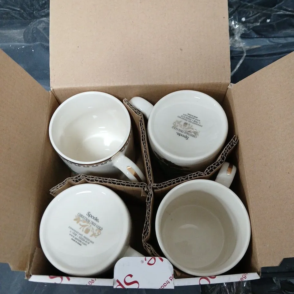 SPODE CHRISTMAS SET OF 4 GOLD MUGS 