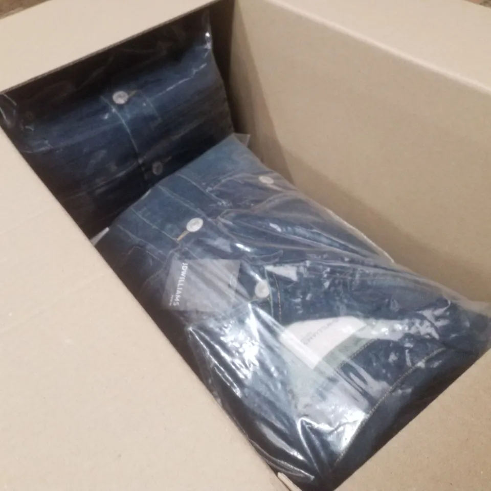 BOX CONTAINING APPROXIMATELY 6 BRAND NEW J D WILLIAMS INDIGO DENIM JUMPSUITS - SIZE 14