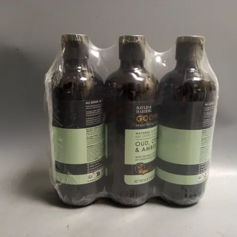 3 BAYLIS & HARDING GOODNESS BEAUTIFULLY CLEAN NATURAL BODY WASH 500ML