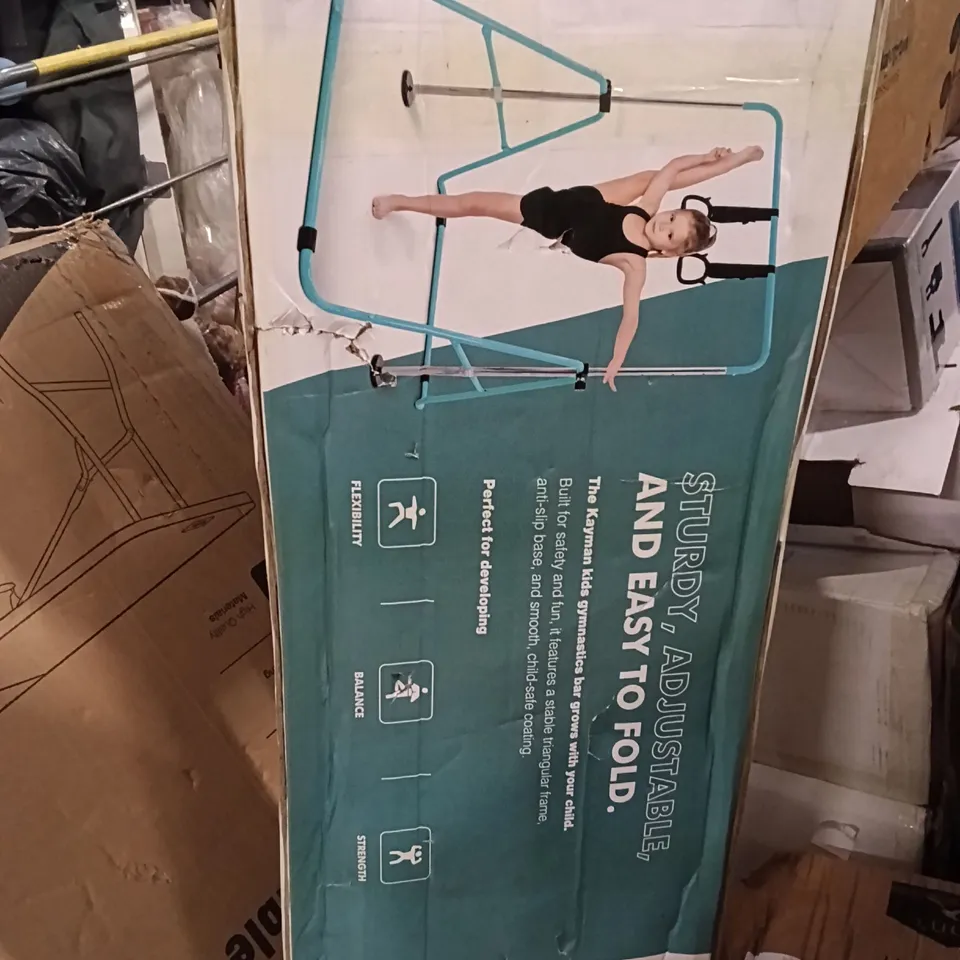 BOXED KEPLIN KAYMAN STURDY ADJUSTABLE AND FOLDABLE GYMNASTICS BAR FOR KIDS