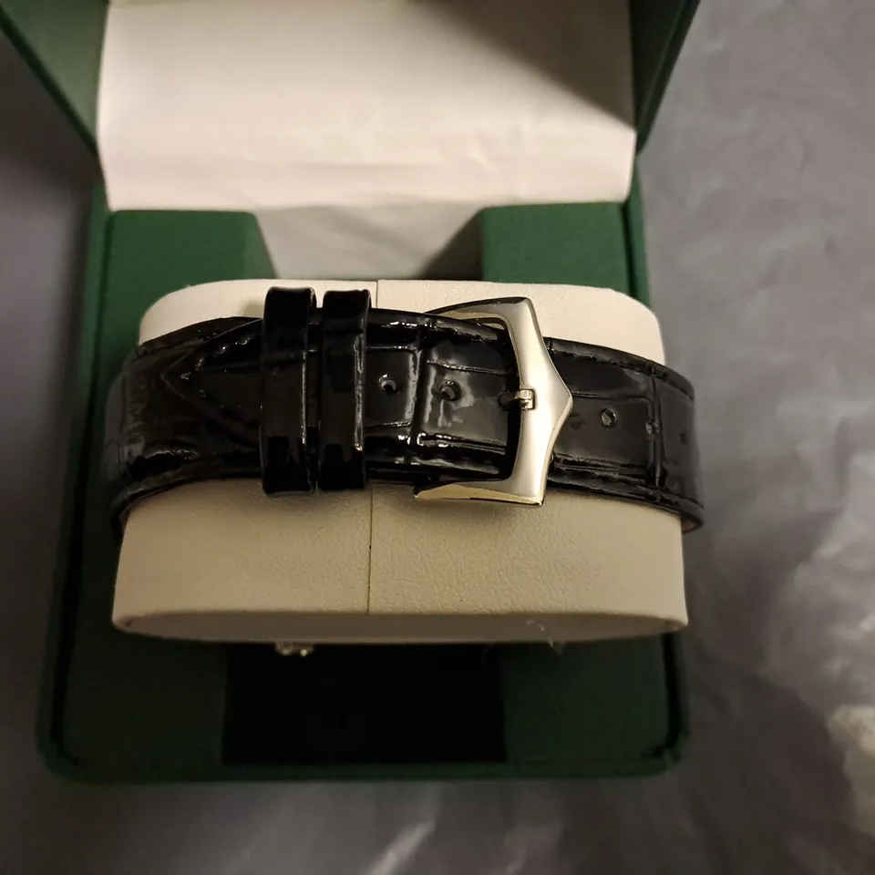 FRANK SCHMIDT WHITE DIAL GENTS WATCH WITH BLACK LEATHER STRAP