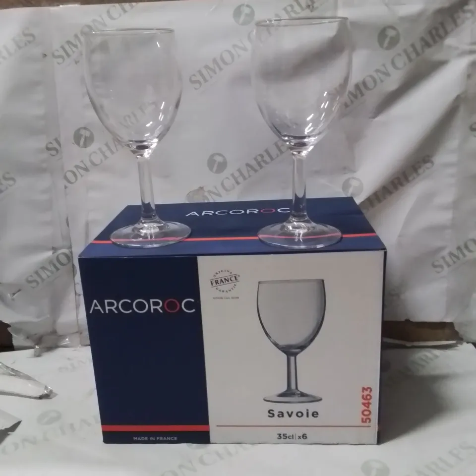 BOXED ARCOROC SAVOIE APPROXIMATELY 6 WINE GLASSES