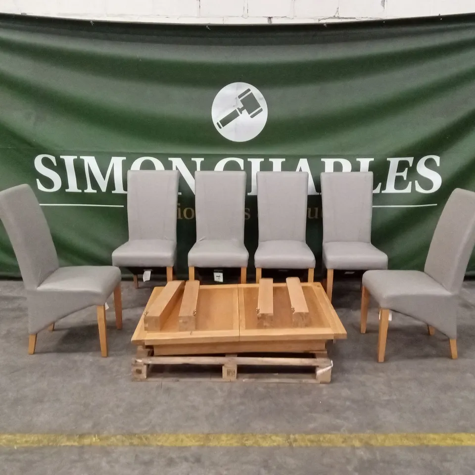 DESIGNER WOODEN EXTENDABLE DINING TABLE WITH 6 CHAIRS